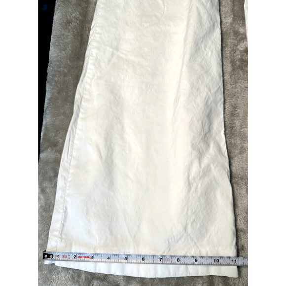 Anthropology Maeve Wide Leg Stretchy White Linen Blend Pants Womens 14 - Picture 6 of 11
